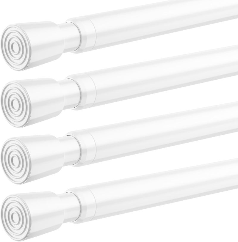 fvonzn FVONZON Tension Curtain Rod White Spring Tension Curtain Rods 26-39 inch 4Pack Adjustable Spring Rods Extendable Tension Rod For Closet, Window, Kitchen,Bookshelf,Bathroom - Image 1